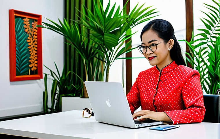 A Modern Malaysian Professional**

A successful Malaysian businesswoman in a *baju kurung*, a traditional Malay dress, working on a laptop in a bright, modern co-working space in Kuala Lumpur. The background features lush indoor plants and contemporary Malaysian art. Fully clothed, appropriate attire, safe for work, perfect anatomy, natural proportions, professional photography, high quality. Modest and professional.

**