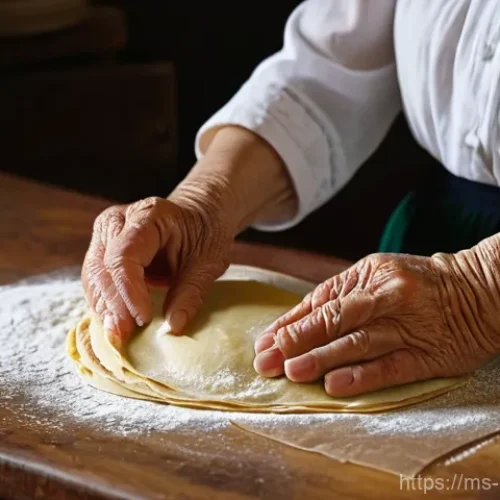 Home 25 몰도바 플라치테 - **Image Prompt: The Art of Placinte Dough and Layers**
"A close-up, warm-toned photograph captur...